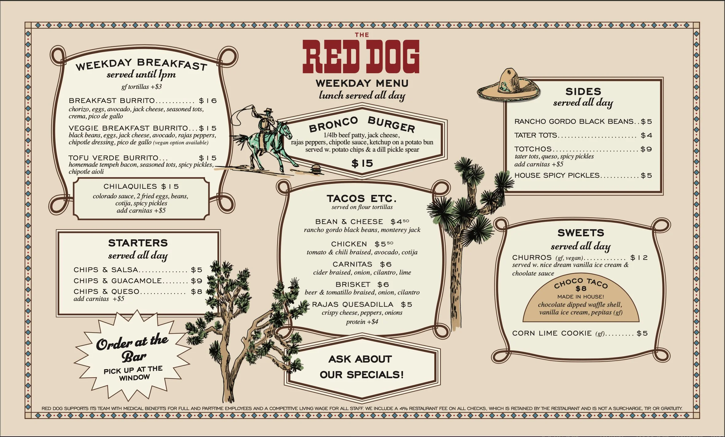 Menu | Quality Cuisine & Cocktails Near Joshua Tree National Park